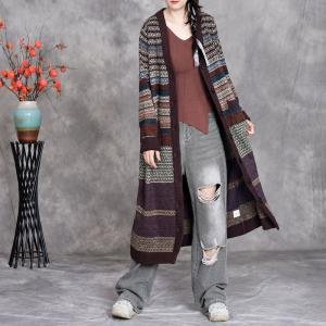 Colorful Chunky Striped Winter Cardigan