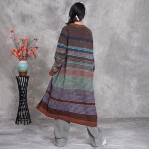 Colorful Chunky Striped Winter Cardigan