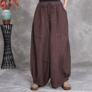 Comfy Plus Size Fringed Linen Harem Pants