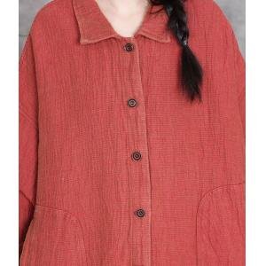 Polo Neck Single-Breasted Linen Long Shacket