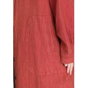 Polo Neck Single-Breasted Linen Long Shacket