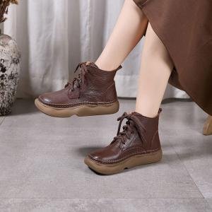 Platform Tied Leather British Martin Boots