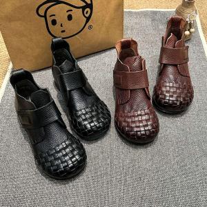 Boho Chic Weave Velcro Ankle Boots