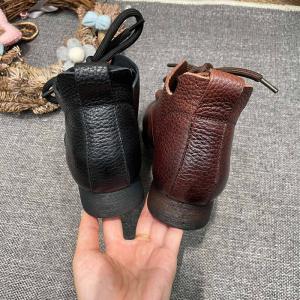 Chunky Shoelaces Leather Mom Boots