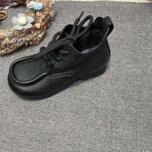 Chunky Shoelaces Leather Mom Boots