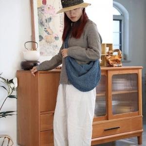 Patchwork Cotton Linen Crossbody Hobo Bag