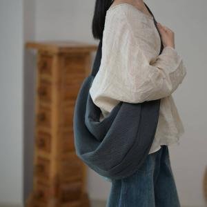 Patchwork Cotton Linen Crossbody Hobo Bag