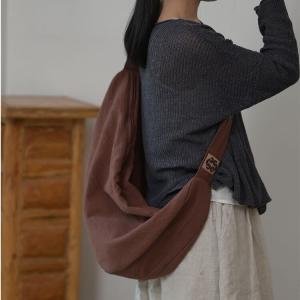 Patchwork Cotton Linen Crossbody Hobo Bag