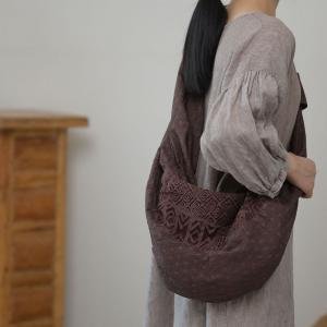 Jacquard Linen Designer Shoulder Hobo Bag