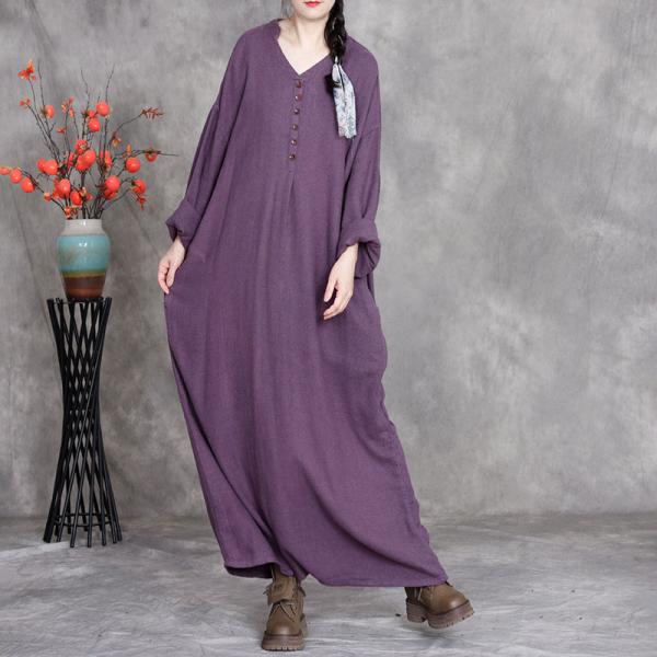 Casual 100% Linen Long Sleeve V-Neck Solid Color Black Dark Red Green Violet comfy tropical oversized lazy day rustic cottagecore