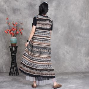 Totem Printed Long Sleeveless Cardigan