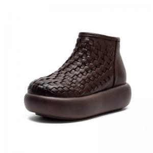 Winter Plush Lining Platform Weave Snow Boots