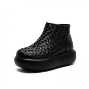 Winter Plush Lining Platform Weave Snow Boots