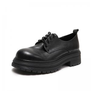 Chunky Heels Leather British Style Loafer Shoes