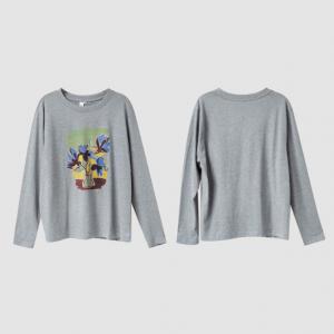 Vase Printed Long Sleeves Gray Sweatshirt