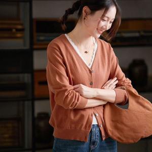 Sheep Wool Plain V Neck Knit Granny Cardigan