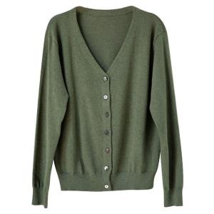 Sheep Wool Plain V Neck Knit Granny Cardigan