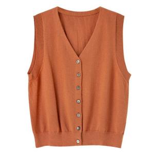 V-Neck Button Down Wool Vest for Layering