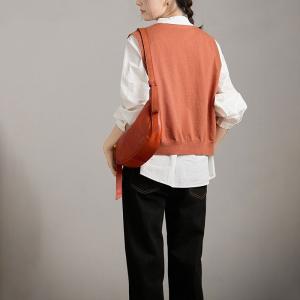 V-Neck Button Down Wool Vest for Layering