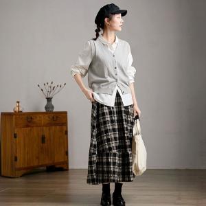 V-Neck Button Down Wool Vest for Layering