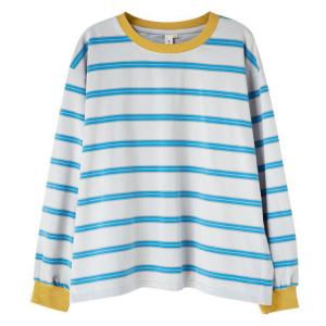 Contrast Color Blue Striped Oversized Sweatshirt