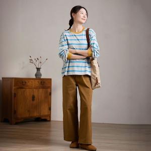 Contrast Color Blue Striped Oversized Sweatshirt