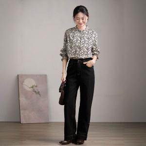 Ruffled Sleeves and Collar Floral Blouse