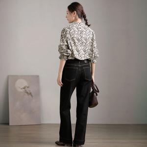 Ruffled Sleeves and Collar Floral Blouse