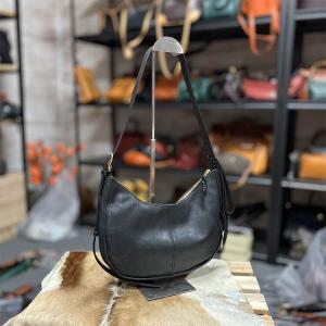 Handcrafted Cowhide Leather Business Half Moon Bag