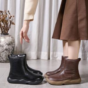 Warm Plush Lining Leather Snow Boots