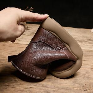 Warm Plush Lining Leather Snow Boots