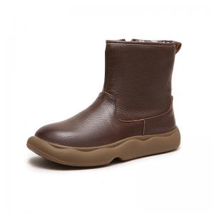 Warm Plush Lining Leather Snow Boots