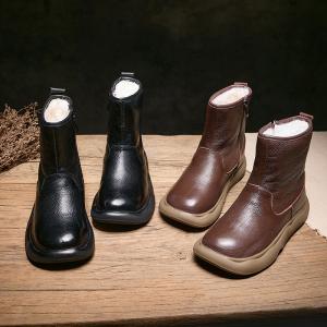 Warm Plush Lining Leather Snow Boots