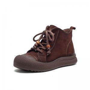 Beads Shoelace Leather Boho Boots