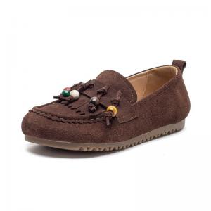 Suede Leather Beads Tassel Mom Slip-On Shoes