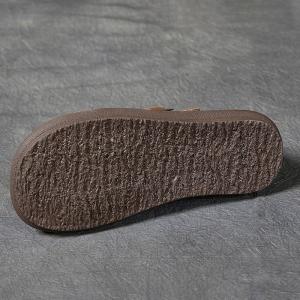 Simple Design  Leather Flat Buckle Boots