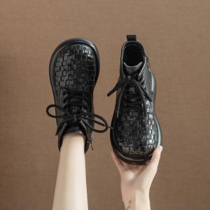 Weave Tied Plush Lining Platform Boots