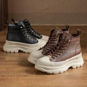 Grunge Style Fleeced Platform Martin Boots