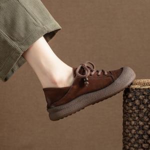 Lazy Style Beads Tied Leather Slip-On