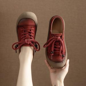 Lazy Style Beads Tied Leather Slip-On