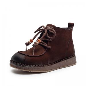 Side Zip Leather Fleeced Ankle Booties