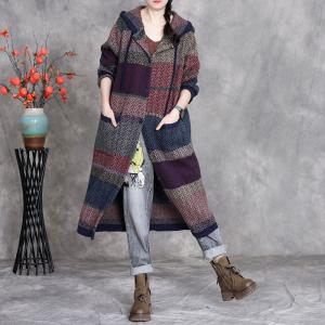 Autumn Chic Color Blocks Hooded Midi Coat