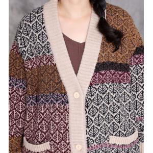 Loose-Fit Printed Mid-Calf Cardigan Coat