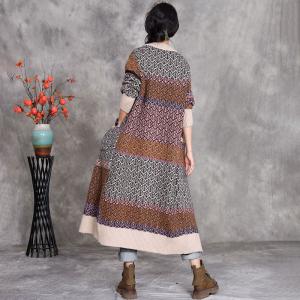 Loose-Fit Printed Mid-Calf Cardigan Coat