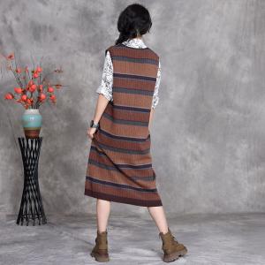 V-Neck Chunky Striped Sleeveless Jumper Dress