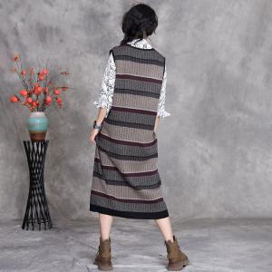 V-Neck Chunky Striped Sleeveless Jumper Dress