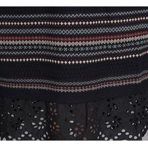 Crochet Lace Hem Long Sleeves Knitted Dress