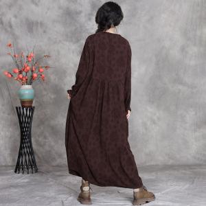 Modest Fashion Linen Jacquard Loose Maxi Dress