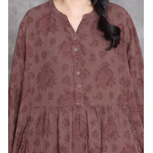 Modest Fashion Linen Jacquard Loose Maxi Dress