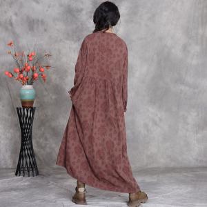 Modest Fashion Linen Jacquard Loose Maxi Dress